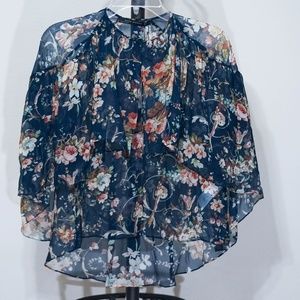 NWT - Zara Woman Sheer Floral Blouse Top